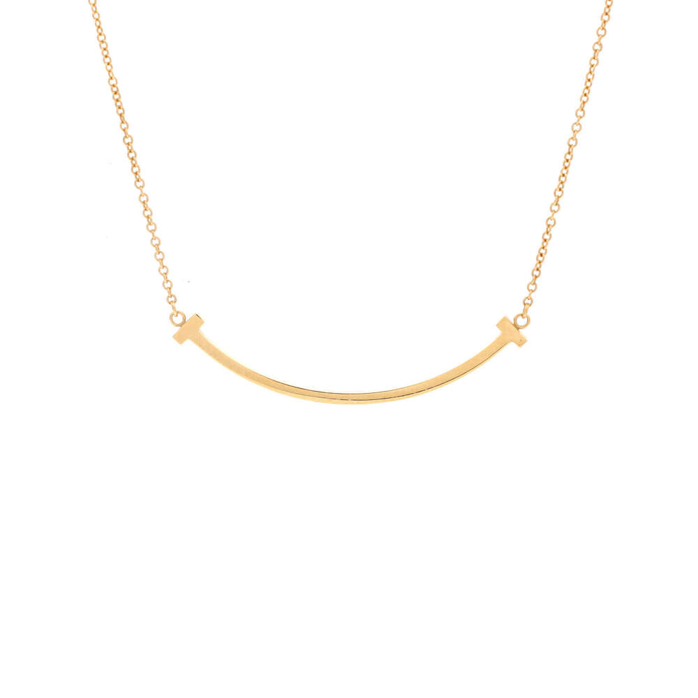 Tiffany & Co. Small T Smile Pendant Necklace 18K Yellow Gold